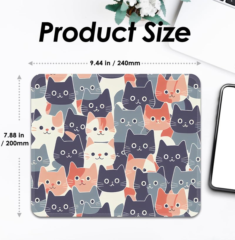 FROGIGO Square Mouse Pad with Stitched Edge, Premium Mousepad Washable Cloth. Computer Mouse Pad with Non-Slip Rubber Base, Mouse Pads for Computers Laptop Mouse 9.25x7.75x0.12 inch-Round Face Cat - Image 3